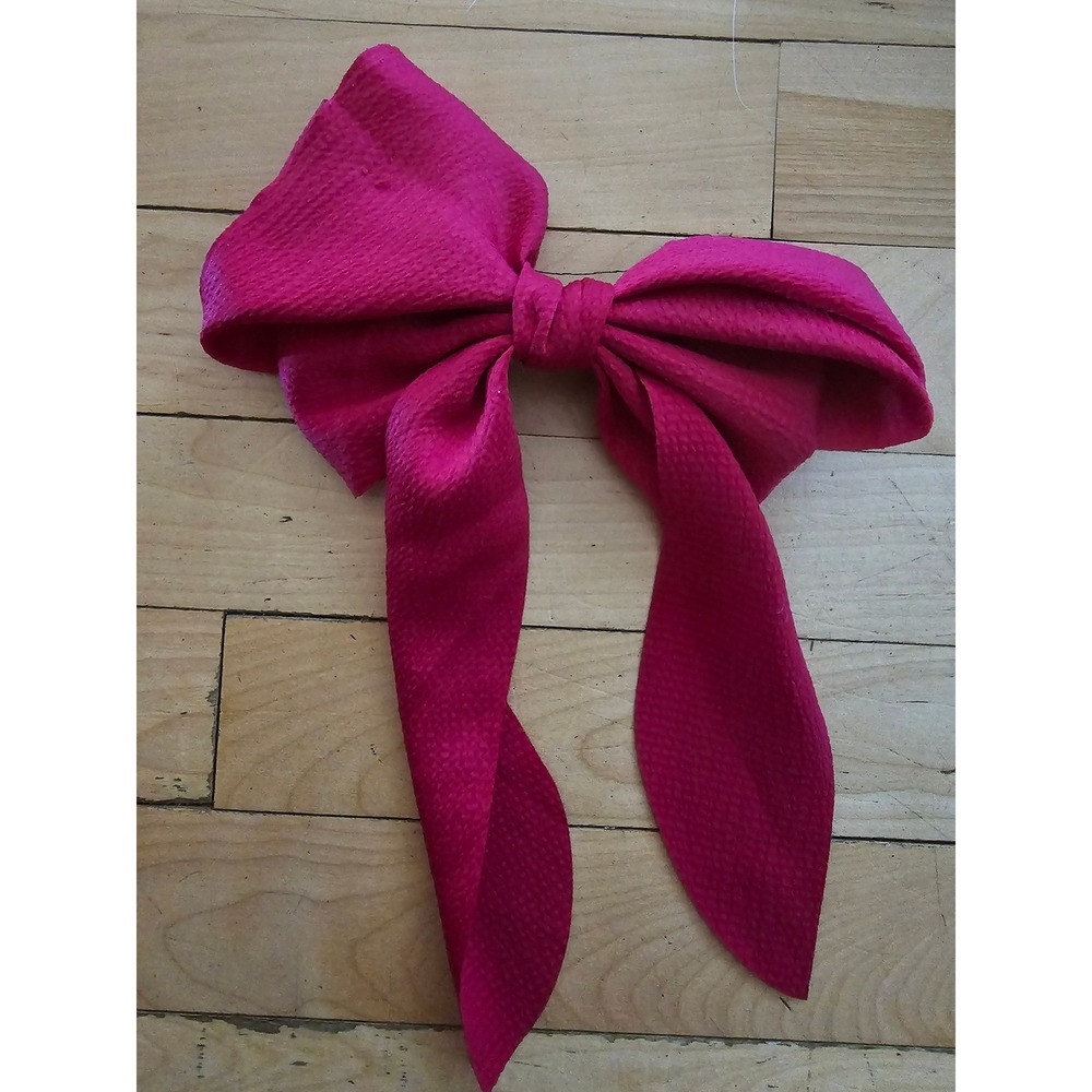 Girls Oversized Magenta Pink Textured Fabric Hair Bow Statement Accessory